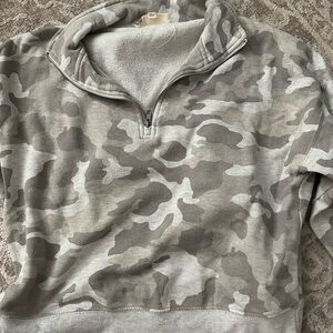 Hippie Rose Men's Zip Up Camouflage Sweater - Gray